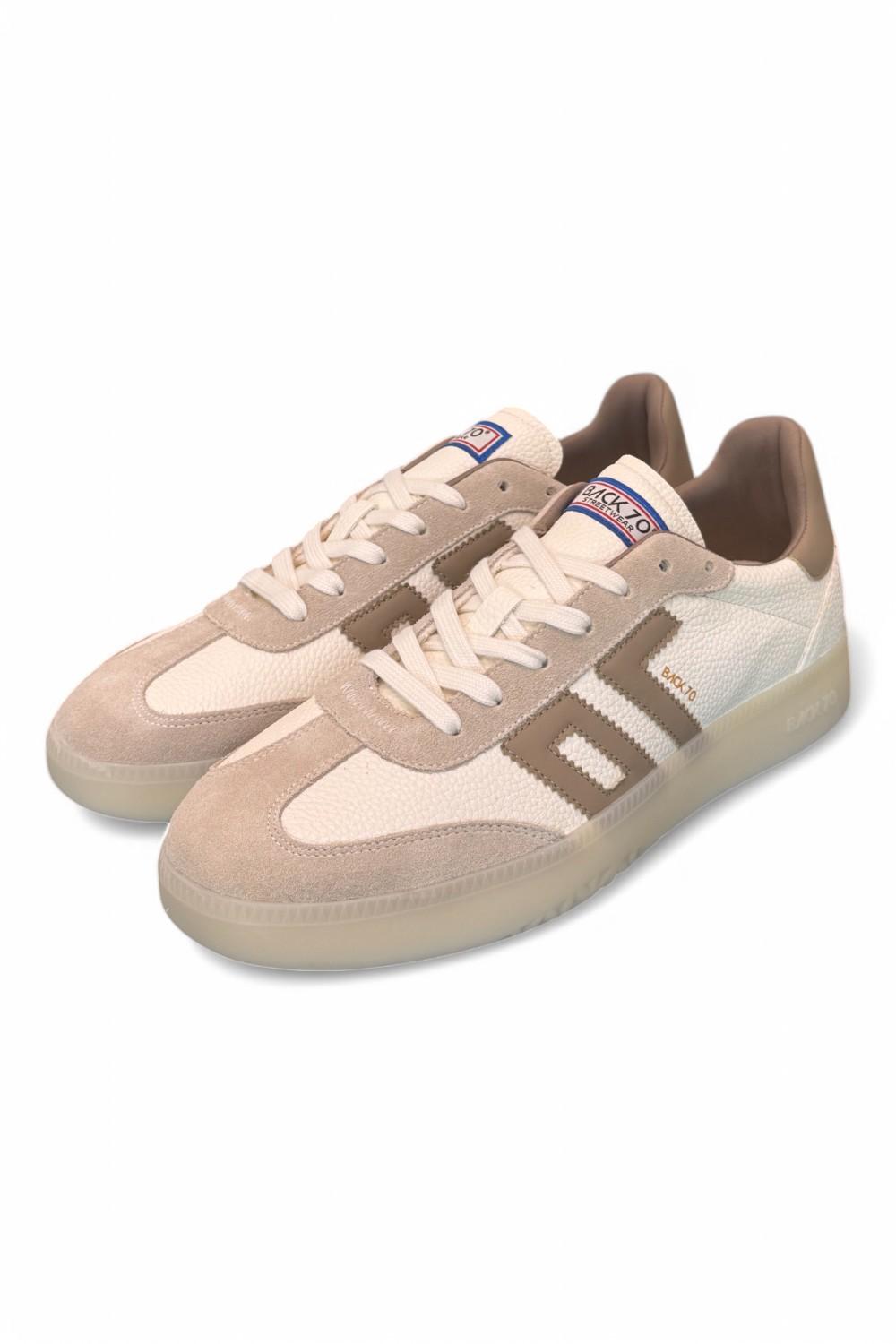 Sneaker uomo  Boston suede bianco beige Back 70<BR/> 