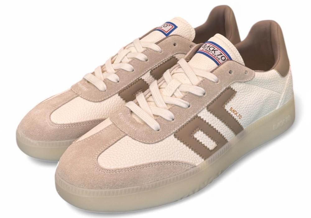 Sneaker uomo  Boston suede bianco beige Back 70<BR/> 