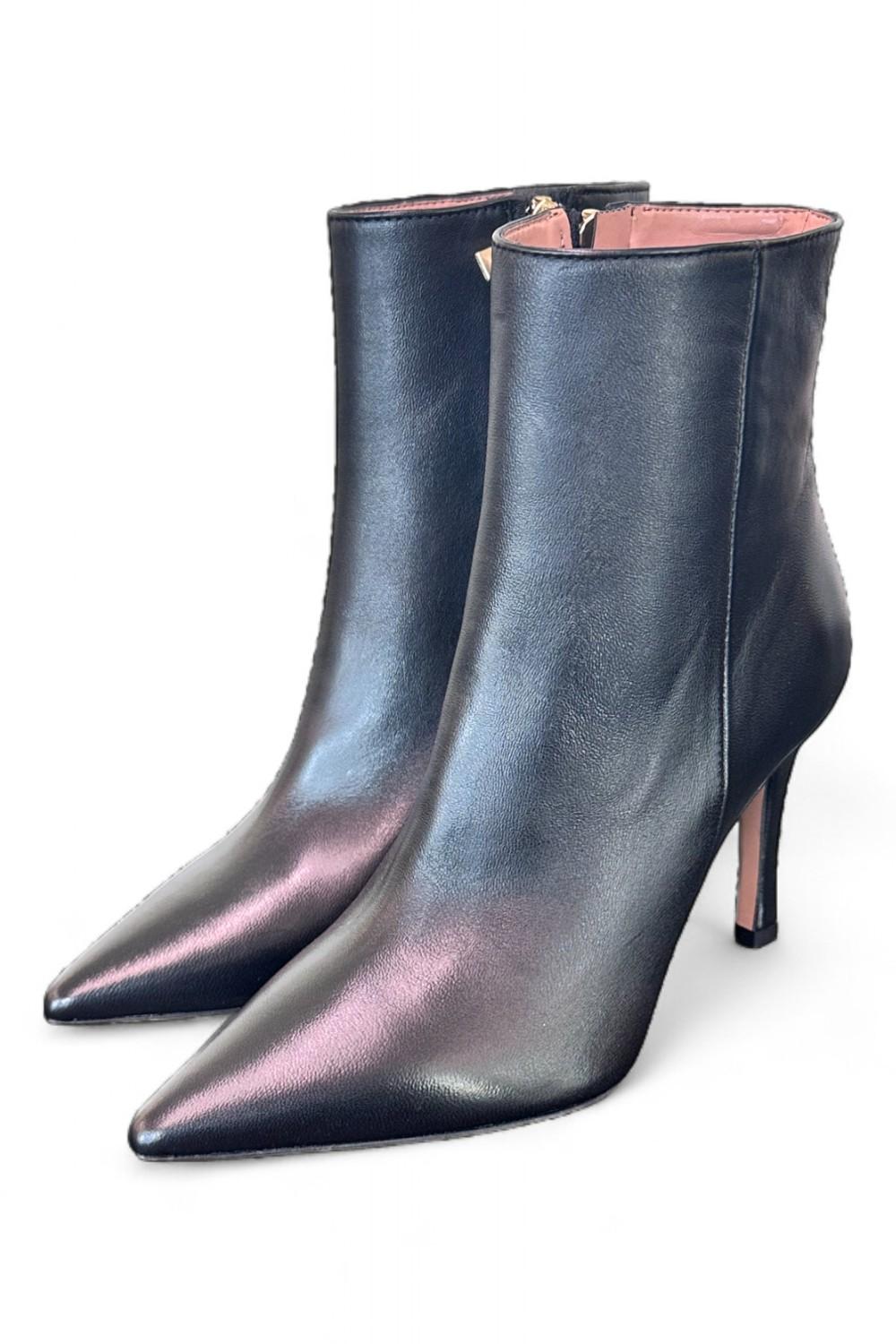 Tronchetto zip sfilato pelle nera Les Autres<BR/> 