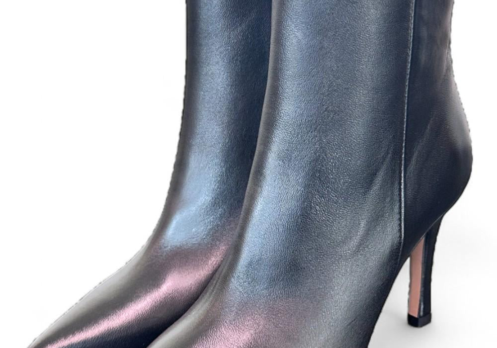 Tronchetto zip sfilato pelle nera Les Autres<BR/> 