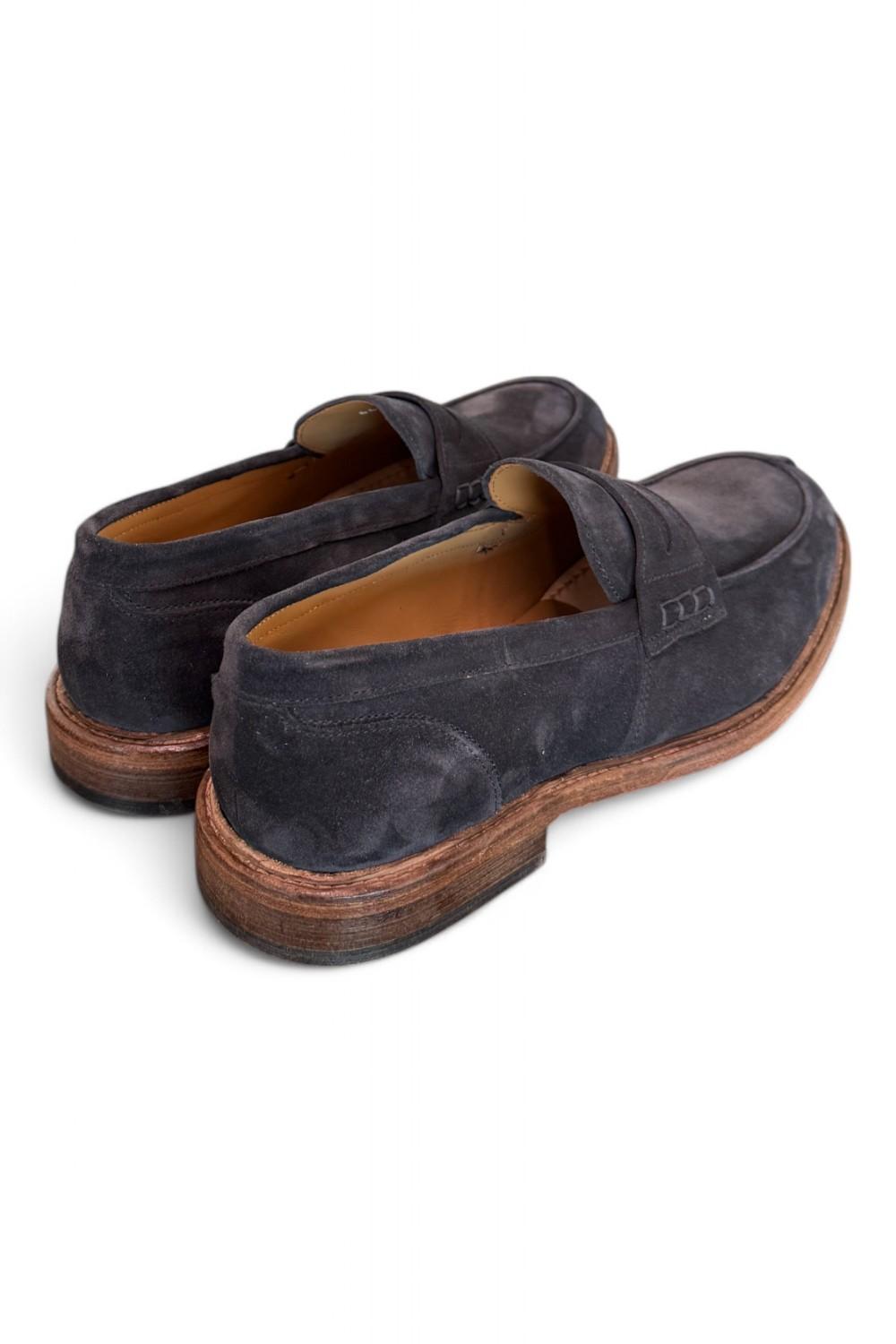 Mocassino suede blu Franco Fedele<BR/> 