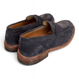 Mocassino suede blu Franco Fedele<BR/> 