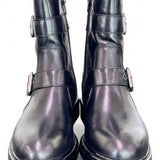 Stivaletto biker fibbie pelle nera Dei Colli<BR/> 