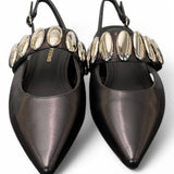 Slingback nera con accessorio Bruno Premi<BR/> 