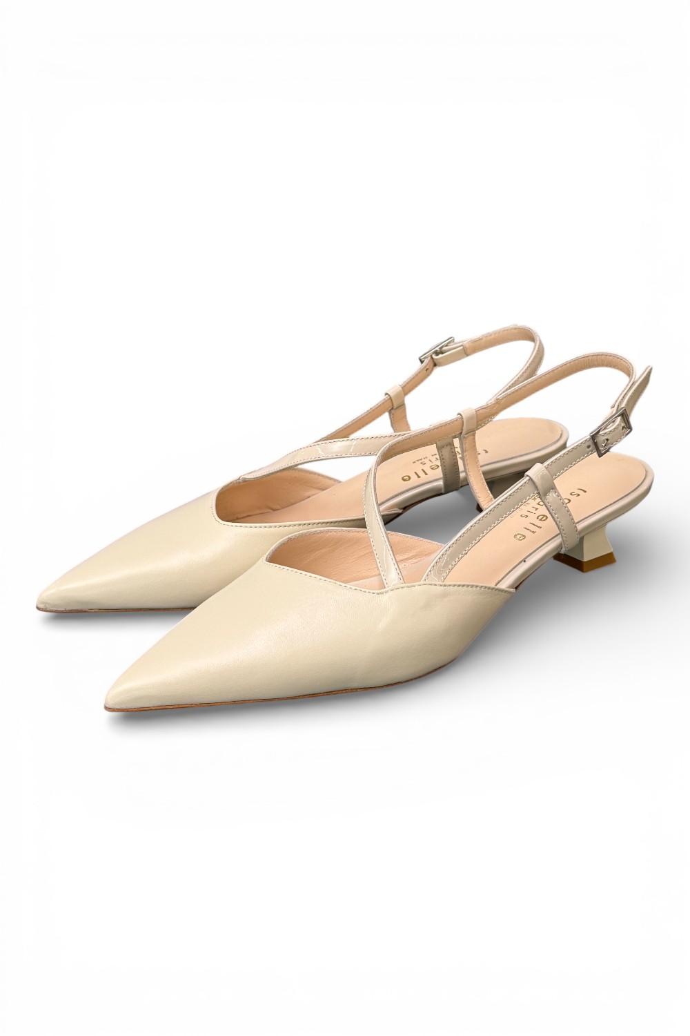 Slingback cintino pelle panna Isabelle Paris 