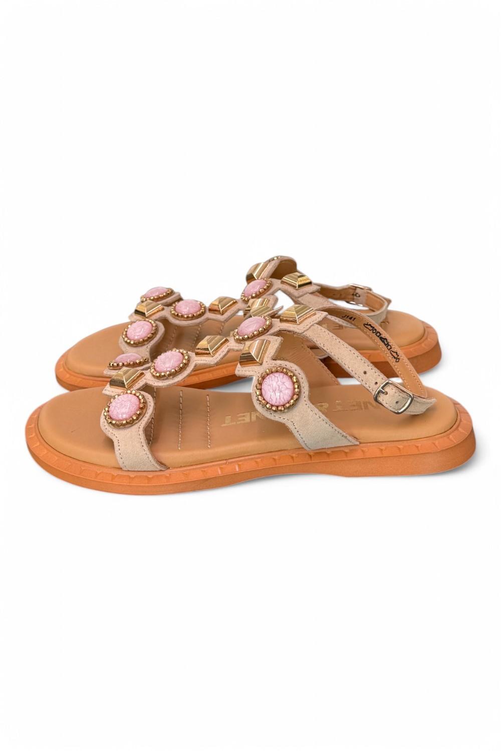 Sandalo suede beige gioielli Janet & Janet 