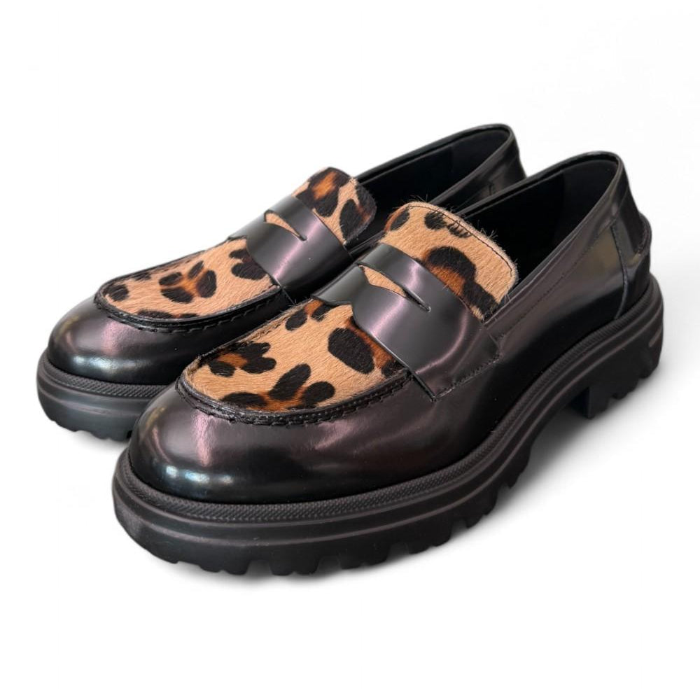 Mocassino pelle nero leo Uma Parker 