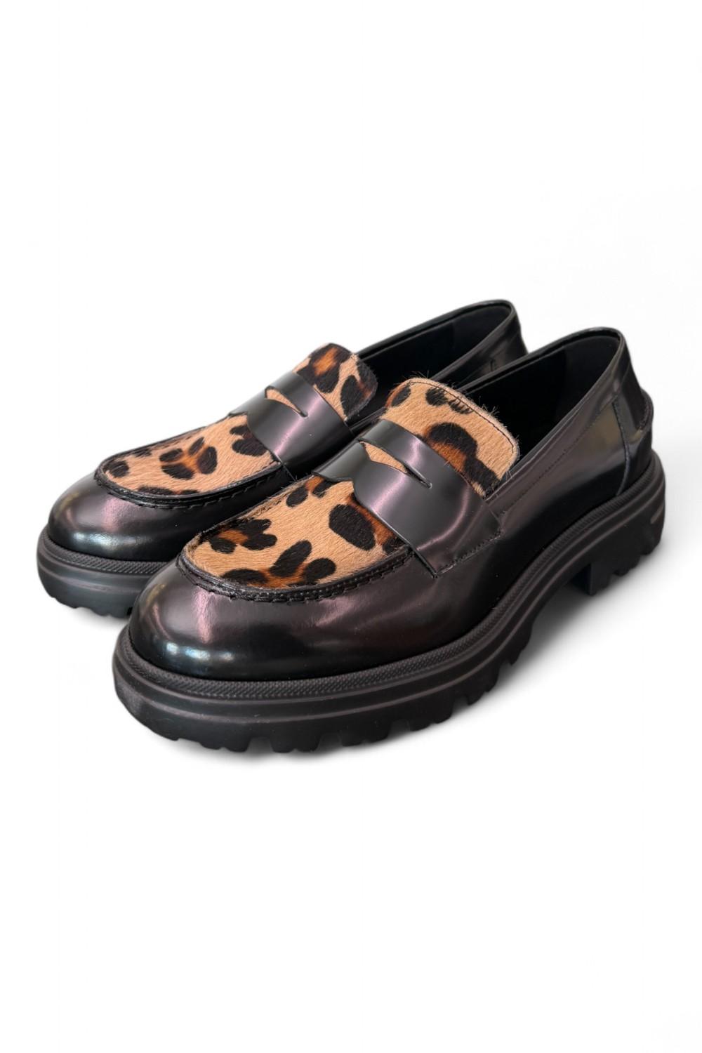 Mocassino pelle nero leo Uma Parker 