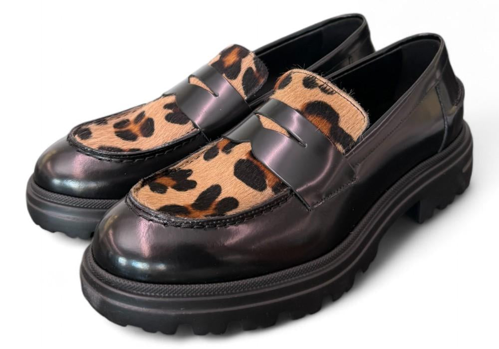 Mocassino pelle nero leo Uma Parker 