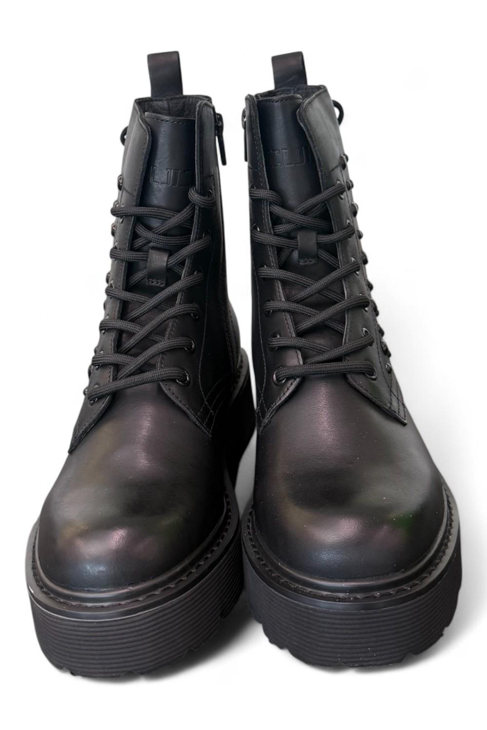 Anfibio donna pelle nera fiocco Slash Cult 