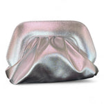 Pochette chiusura scatto ecopelle argento 