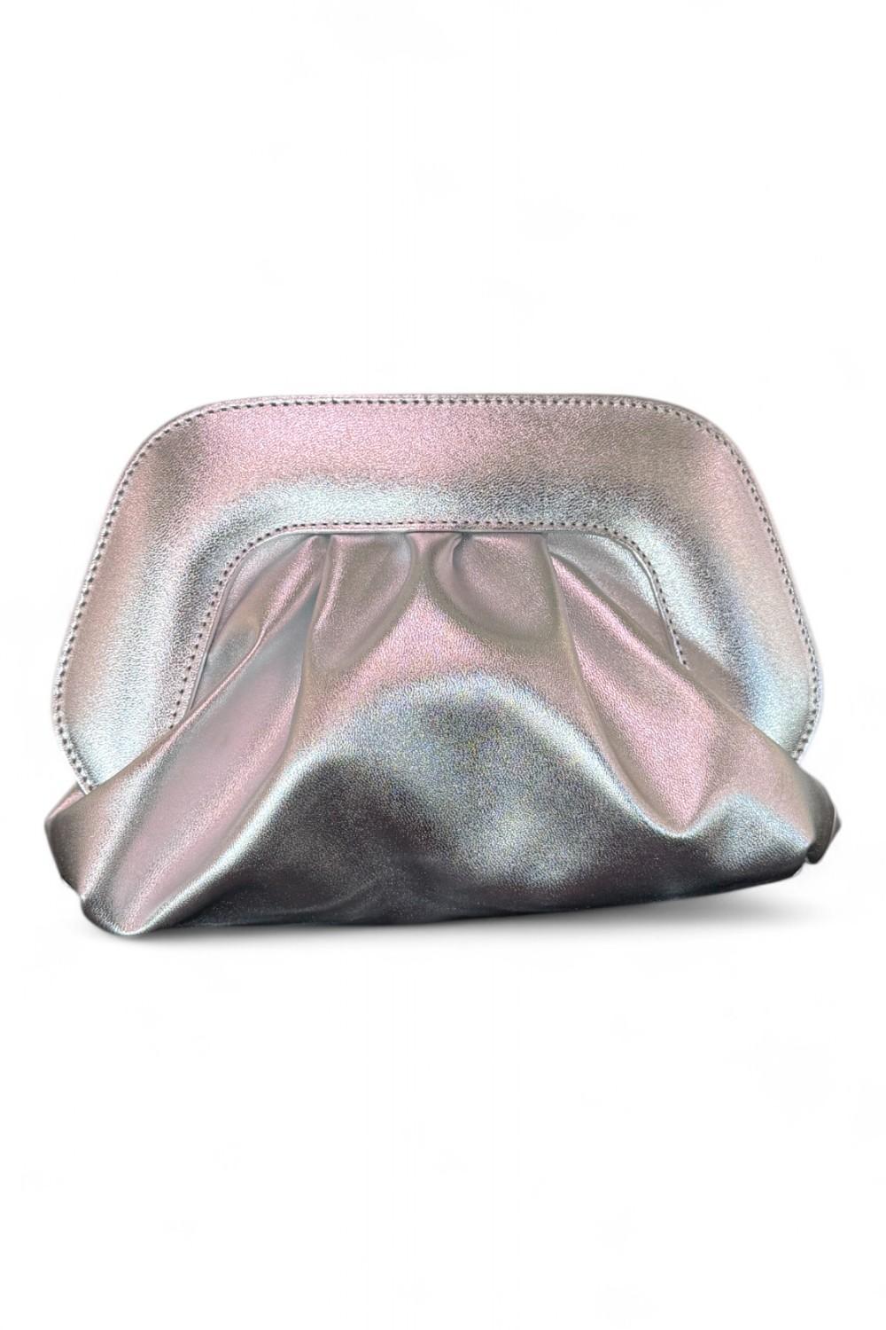 Pochette chiusura scatto ecopelle argento 
