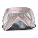 Pochette chiusura scatto ecopelle argento 