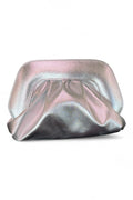 Pochette chiusura scatto ecopelle argento