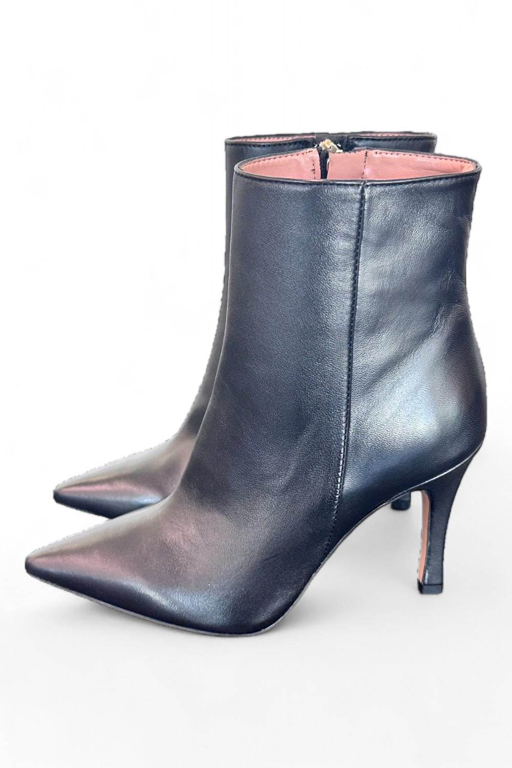 Tronchetto zip sfilato pelle nera Les Autres<BR/> 