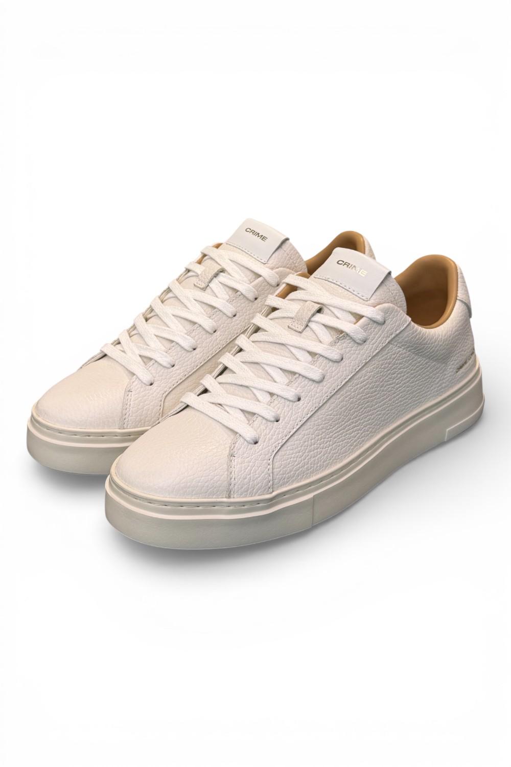 Sneaker pelle martellata bianca XL Crime London 