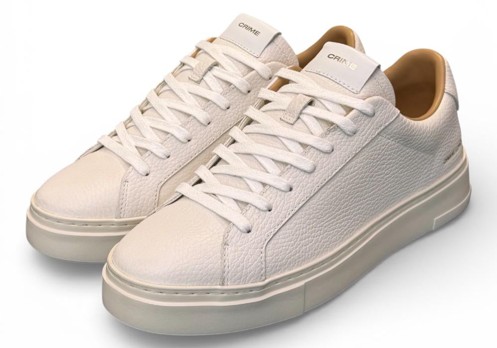 Sneaker pelle martellata bianca XL Crime London 