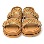 Sandalo grano oro intrecci velcro Elvio Zanon<BR/> 