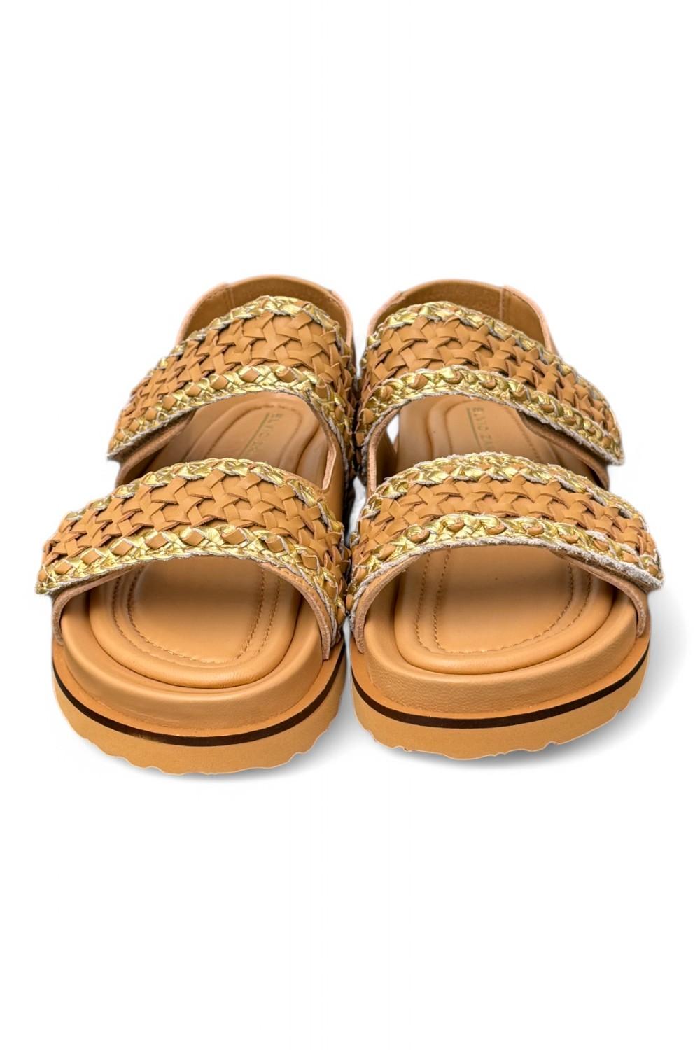 Sandalo grano oro intrecci velcro Elvio Zanon<BR/> 