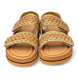Sandalo grano oro intrecci velcro Elvio Zanon<BR/> 