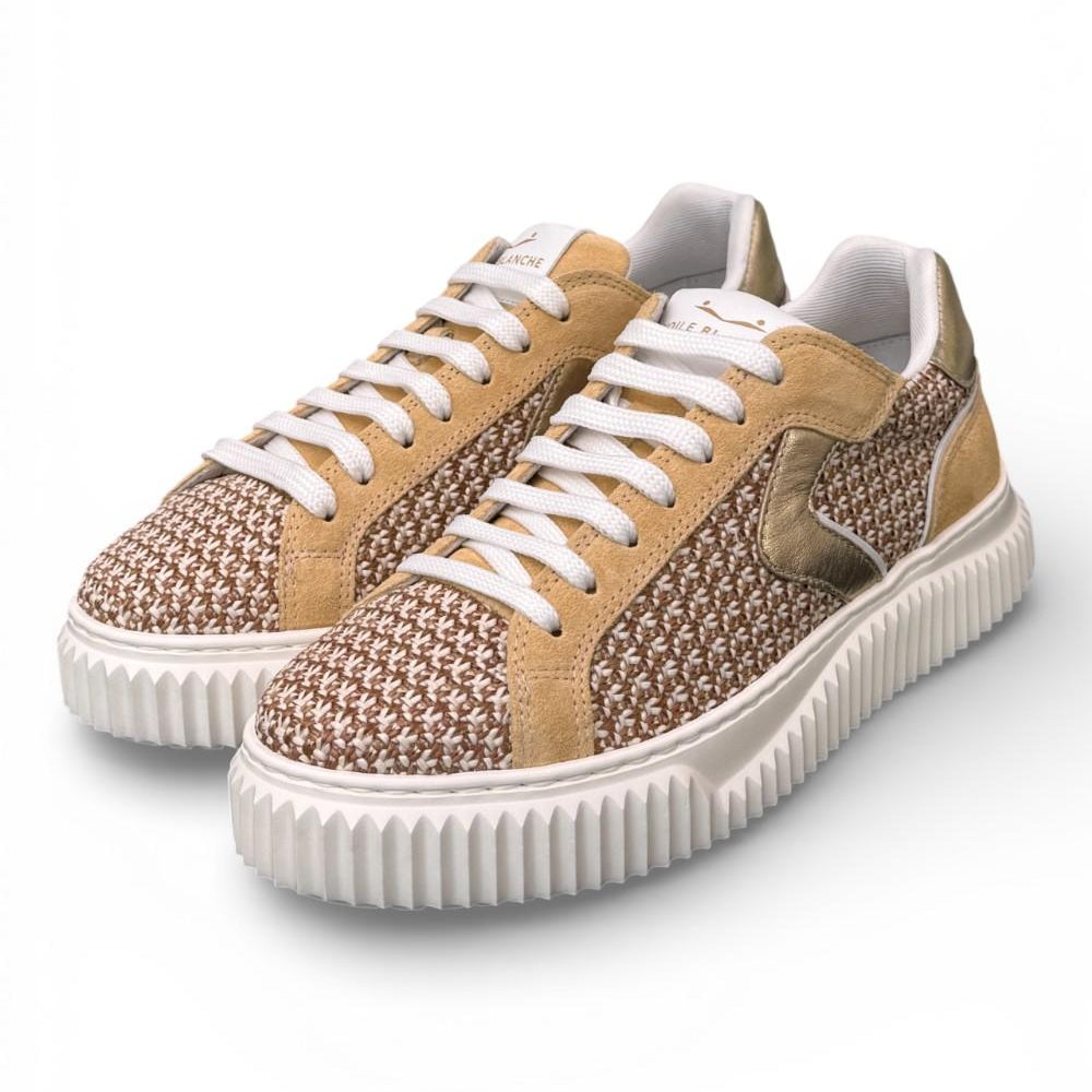 Sneaker donna Voile Blanche Lipari 1E53 tessuto beige platino 