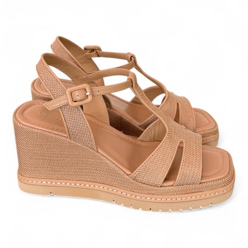 Sandalo rafia grano zeppa 90 Bruno Premi<BR/> 