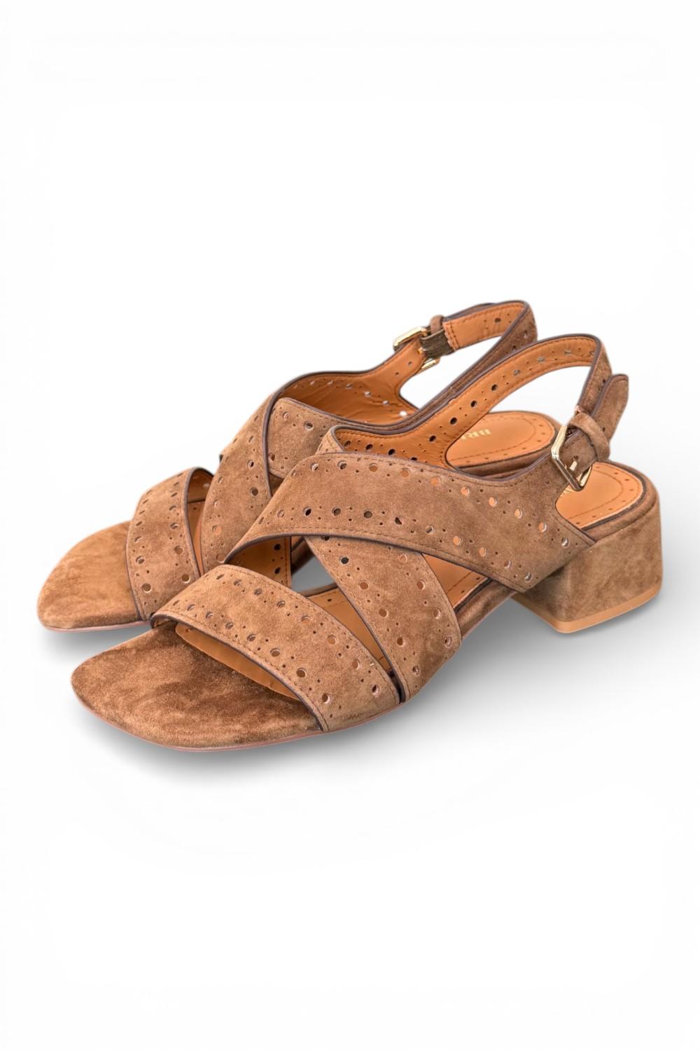 Sandalo incrocio suede tabacco Bruno Premi 