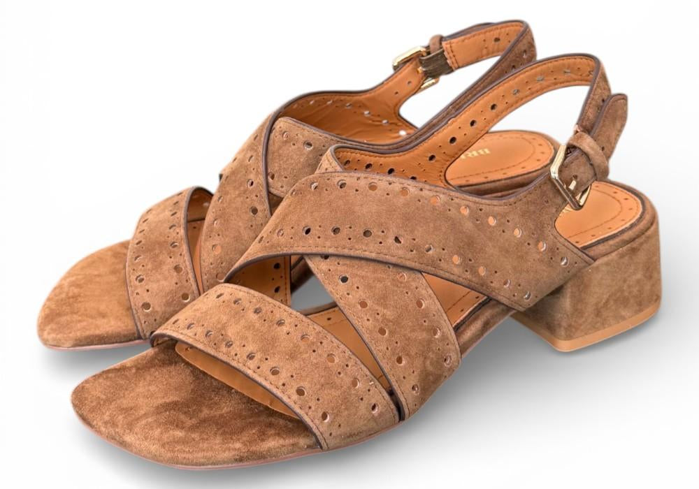 Sandalo incrocio suede tabacco Bruno Premi 
