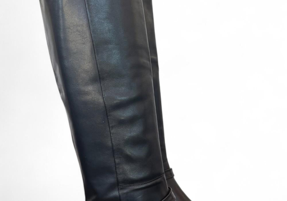 Stivale lungo pelle nera con fibbia Elisa Lanci<BR/> 
