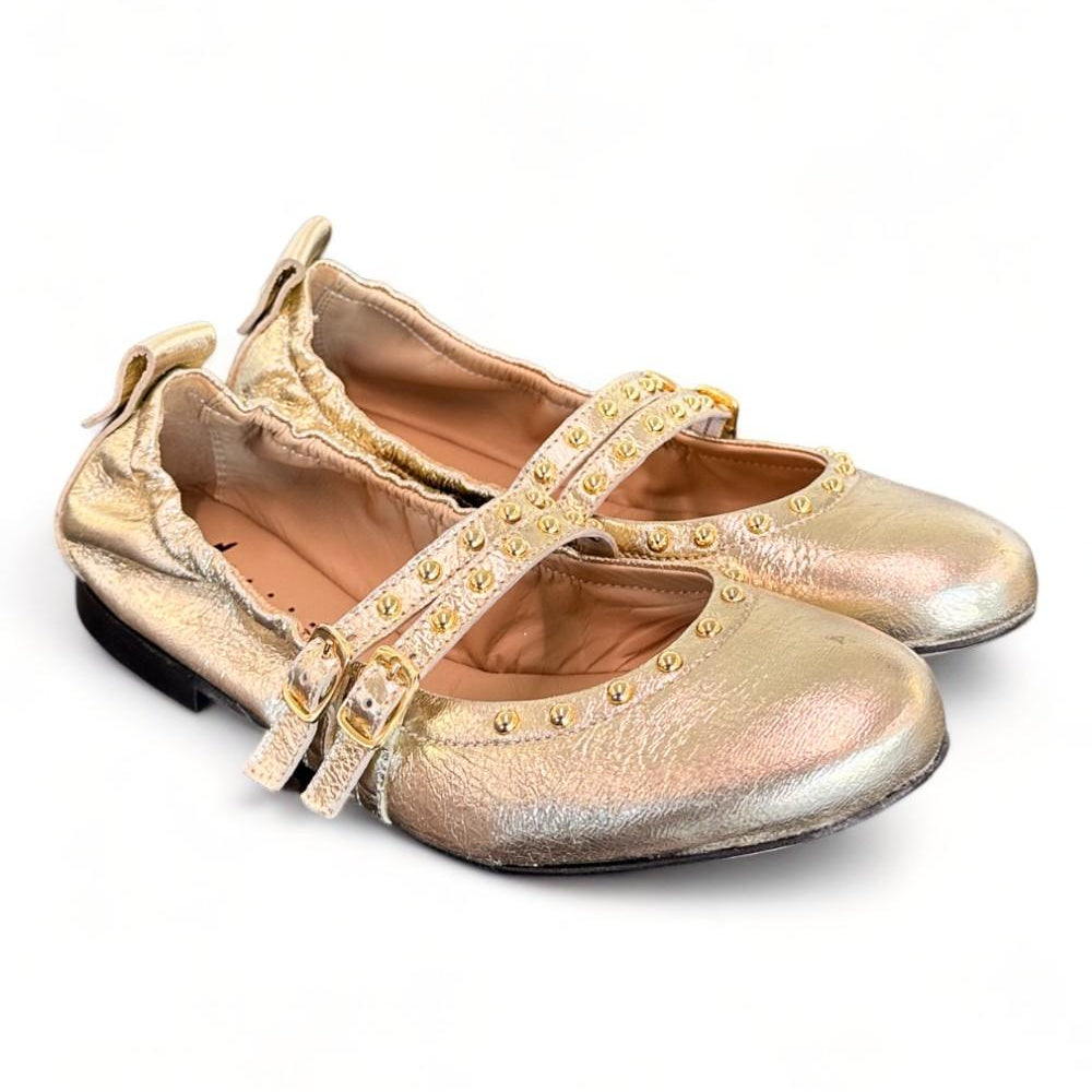 Ballerina cintini  pelle platino Dei Colli<BR/> 