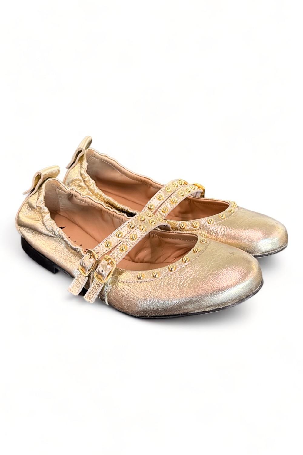 Ballerina cintini  pelle platino Dei Colli<BR/> 
