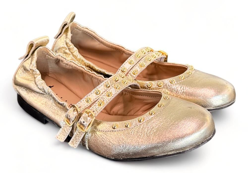 Ballerina cintini  pelle platino Dei Colli<BR/> 