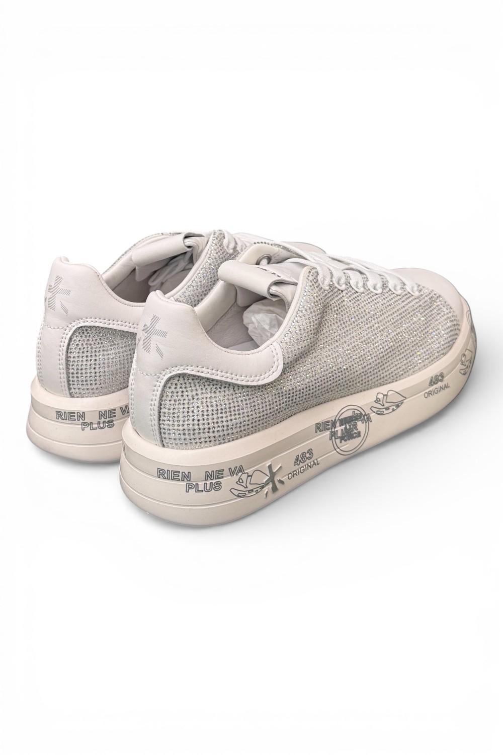 Sneaker donna Belle 8158 Premiata bianca strass argento 