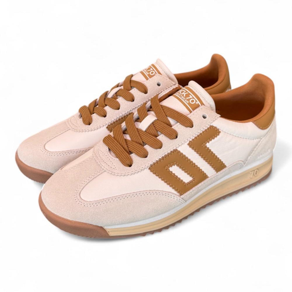 Sneaker donna Back70 Jogger nappa latte cuoio 