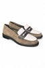 Mocassino bimateriale beige bianco Elisa Lanci