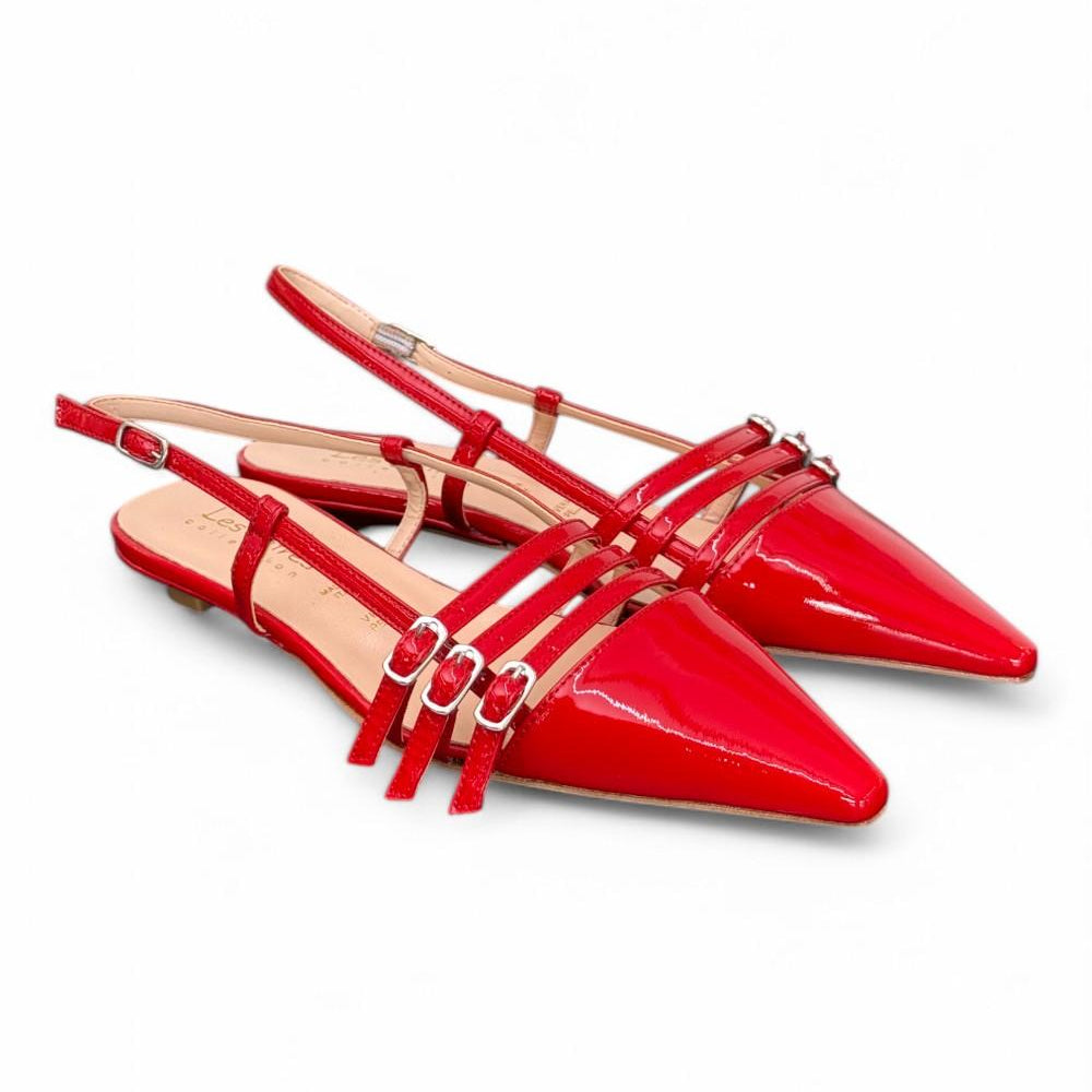 Slingback cintini vernice rossa  flat Les Autres<BR/> 