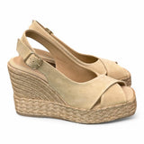 Sandalo zeppa fascia incrociata suede sabbia Palomitas<BR/> 