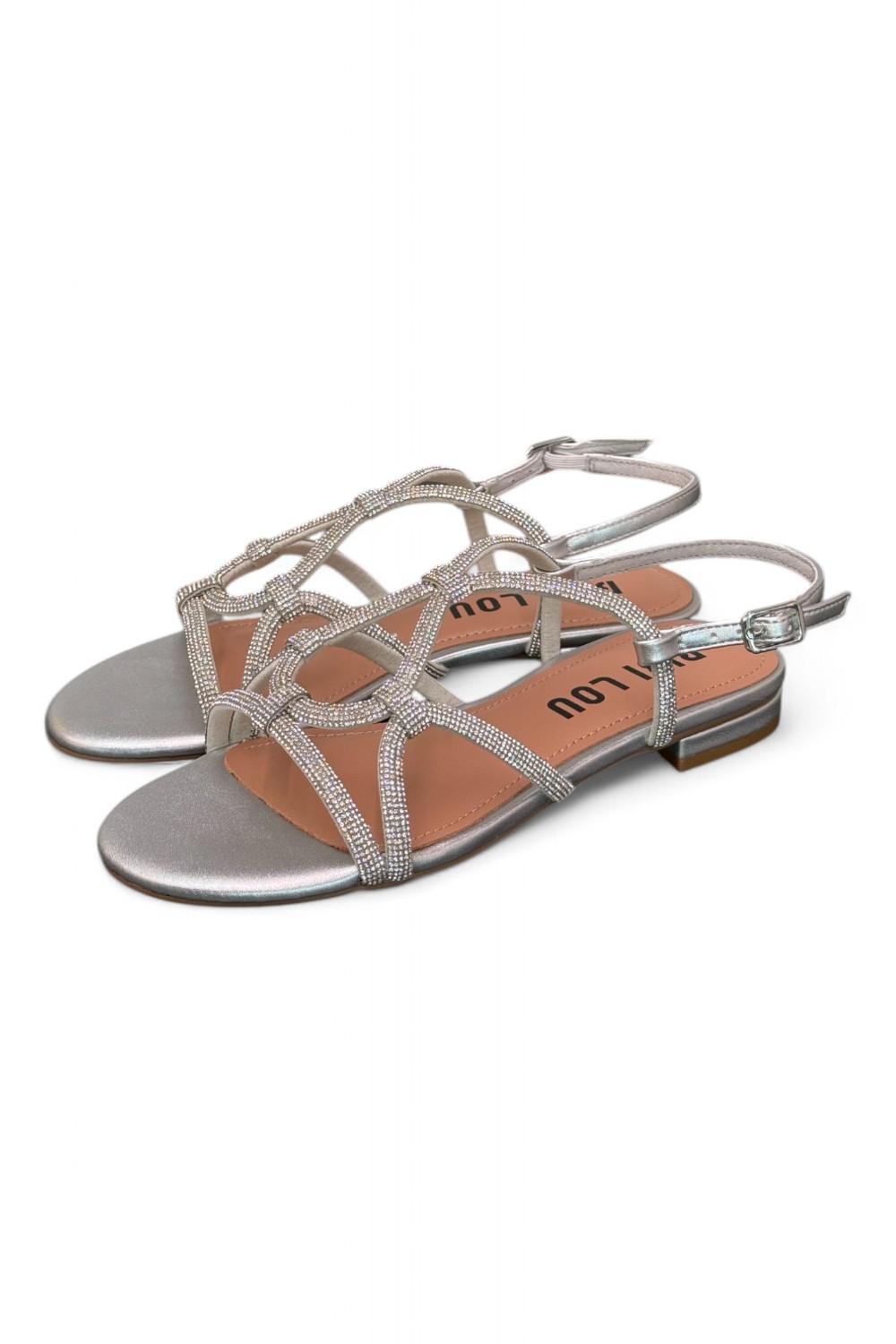 Sandalo incroci strass argento Bibi Lou<BR/> 
