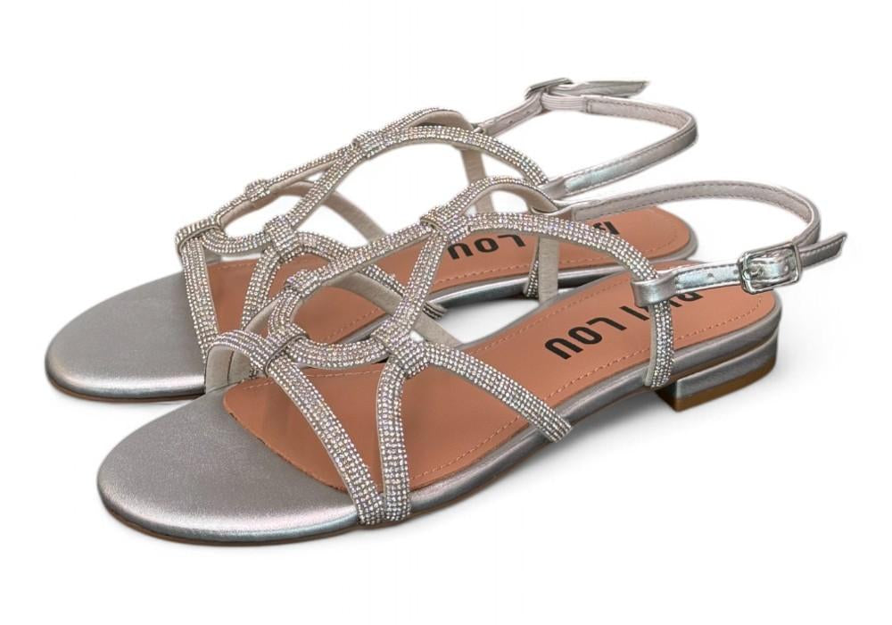 Sandalo incroci strass argento Bibi Lou<BR/> 