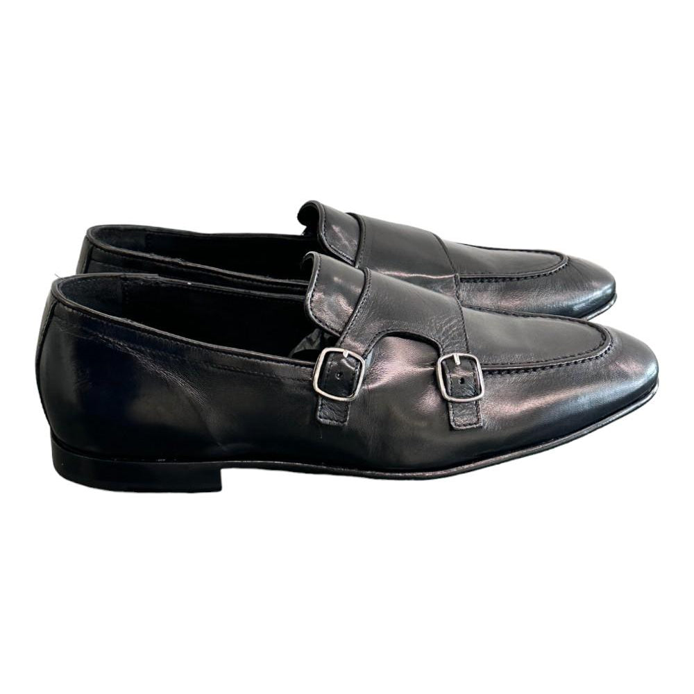 Mocassino fibbie pelle nera Pawelks<BR/> 
