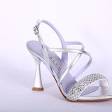 Sandalo incrocio strass argento Albano 