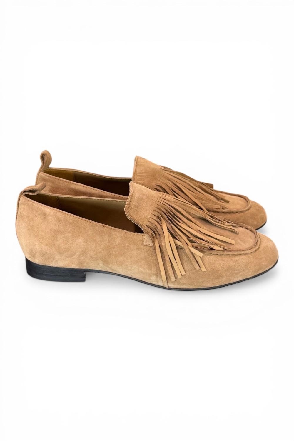 Mocassino frange camoscio beige JVAM<BR/> 