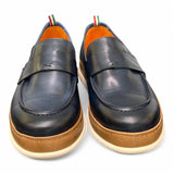 Mocassino uomo blu F.lli Rennella suola gomma 