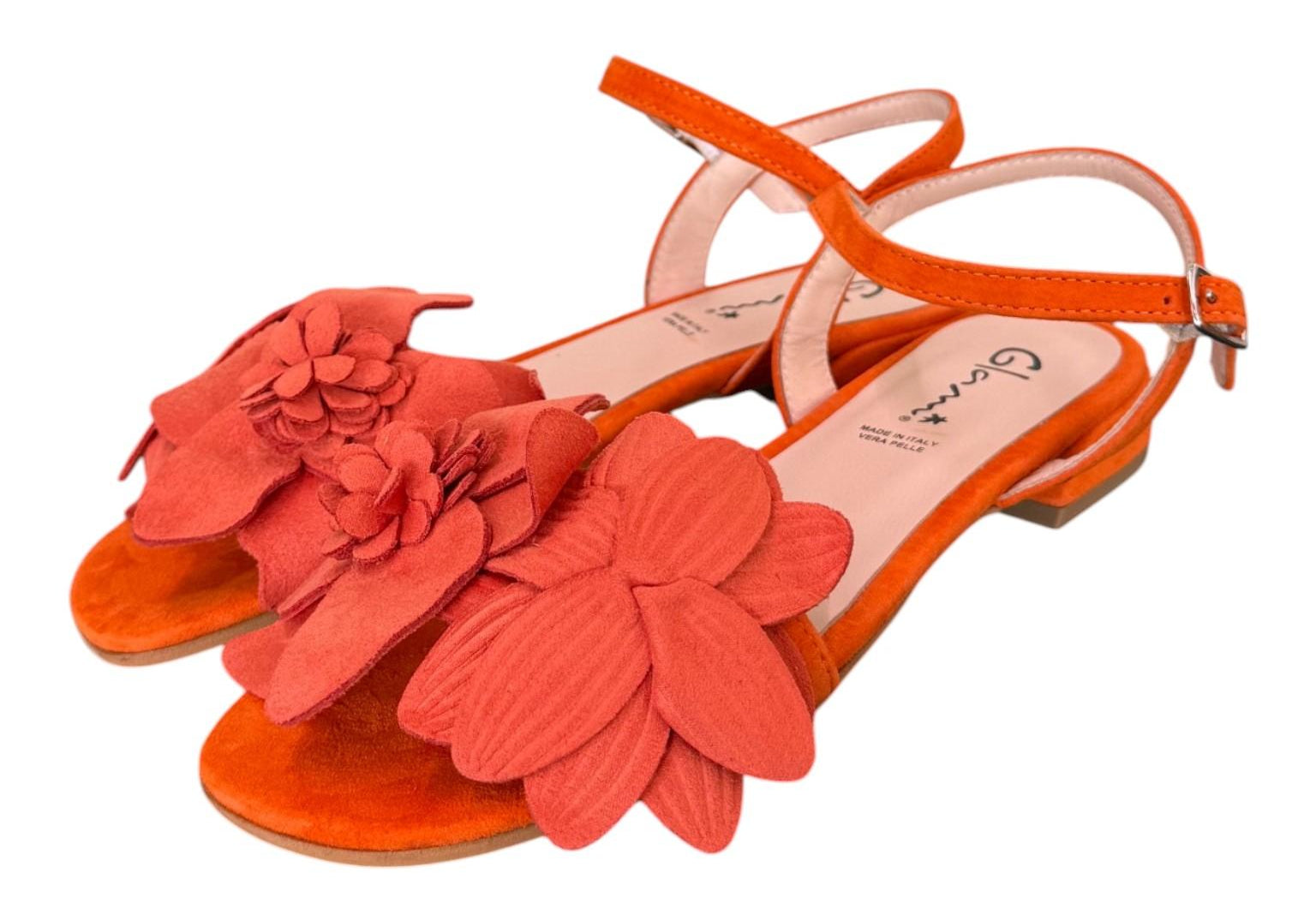 Sandalo fiore suede corallo Glam<BR/> 