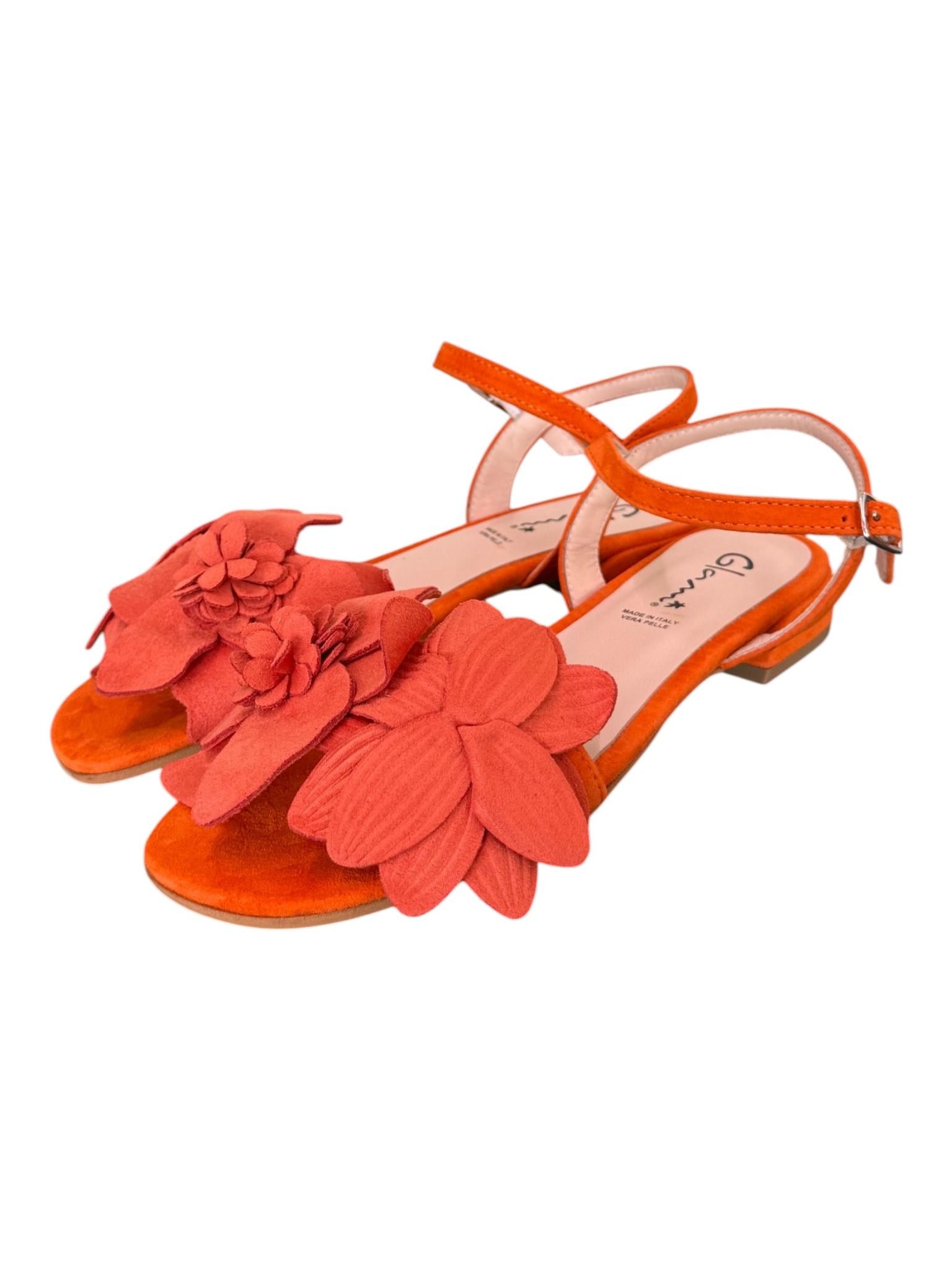 Sandalo fiore suede corallo Glam<BR/> 