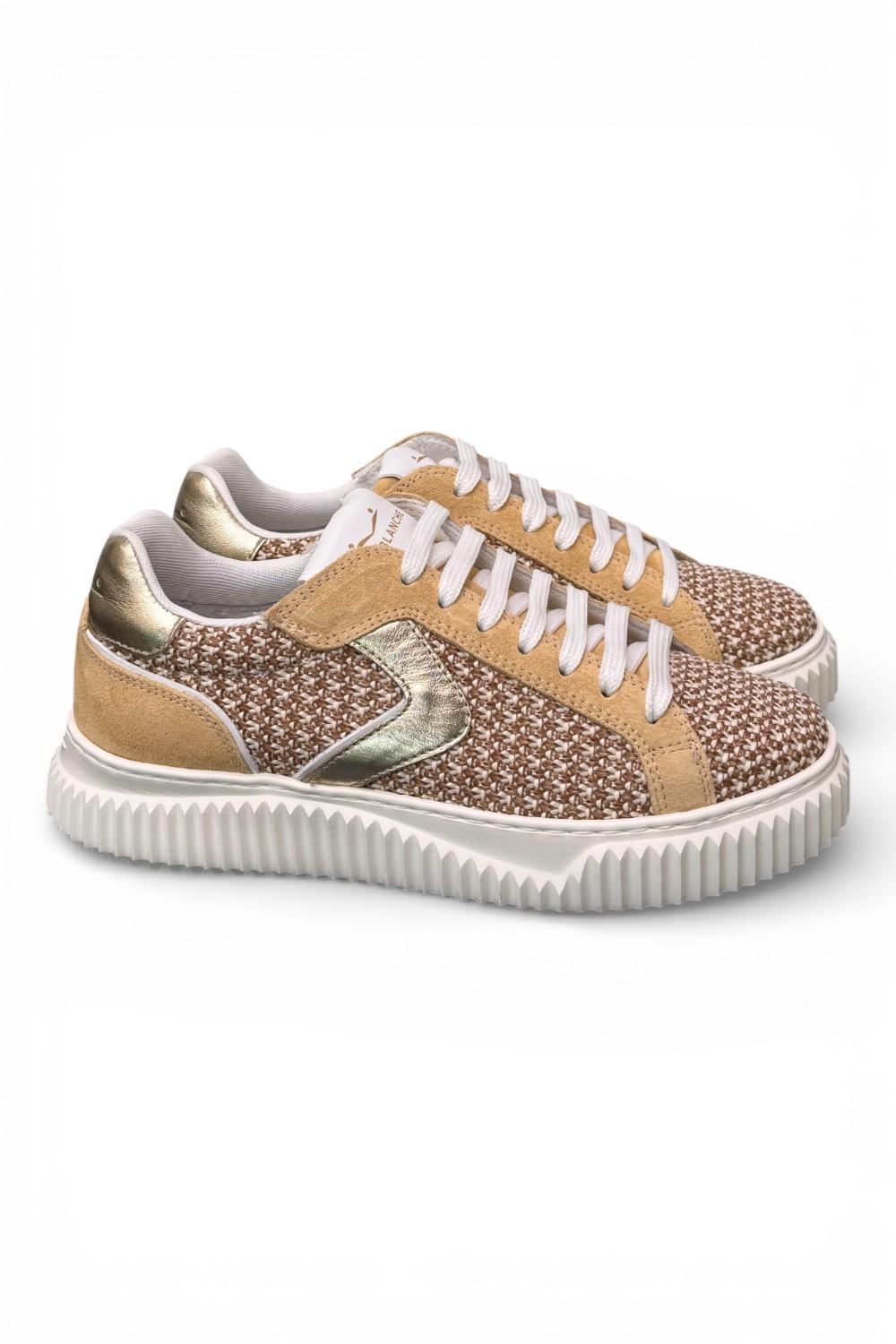 Sneaker donna Voile Blanche Lipari 1E53 tessuto beige platino 
