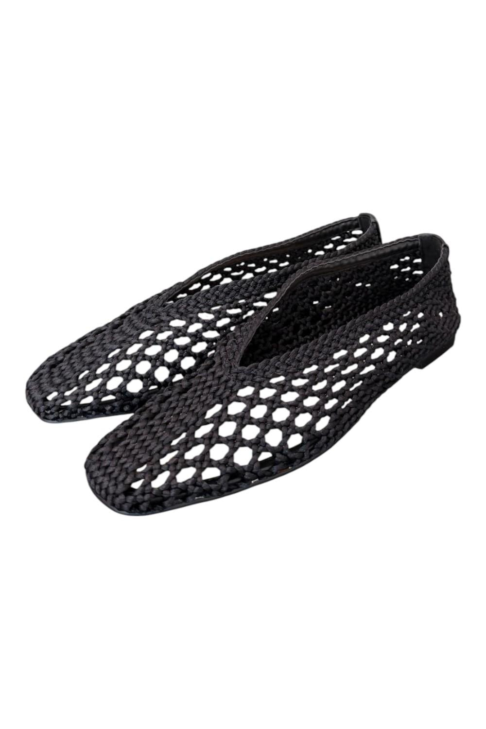 Ballerina intrecciata in tessuto nera Inuovo<BR/> 