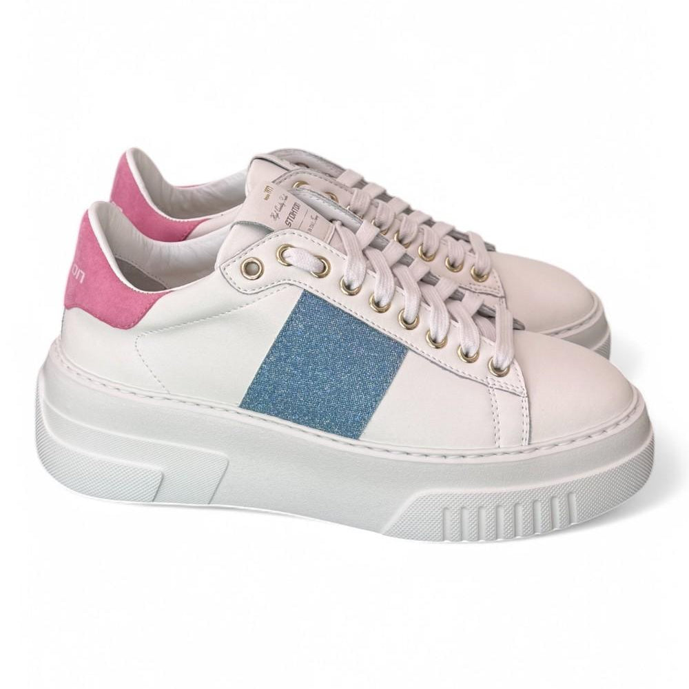 Sneaker Stokton Nicla bianco celeste platform 