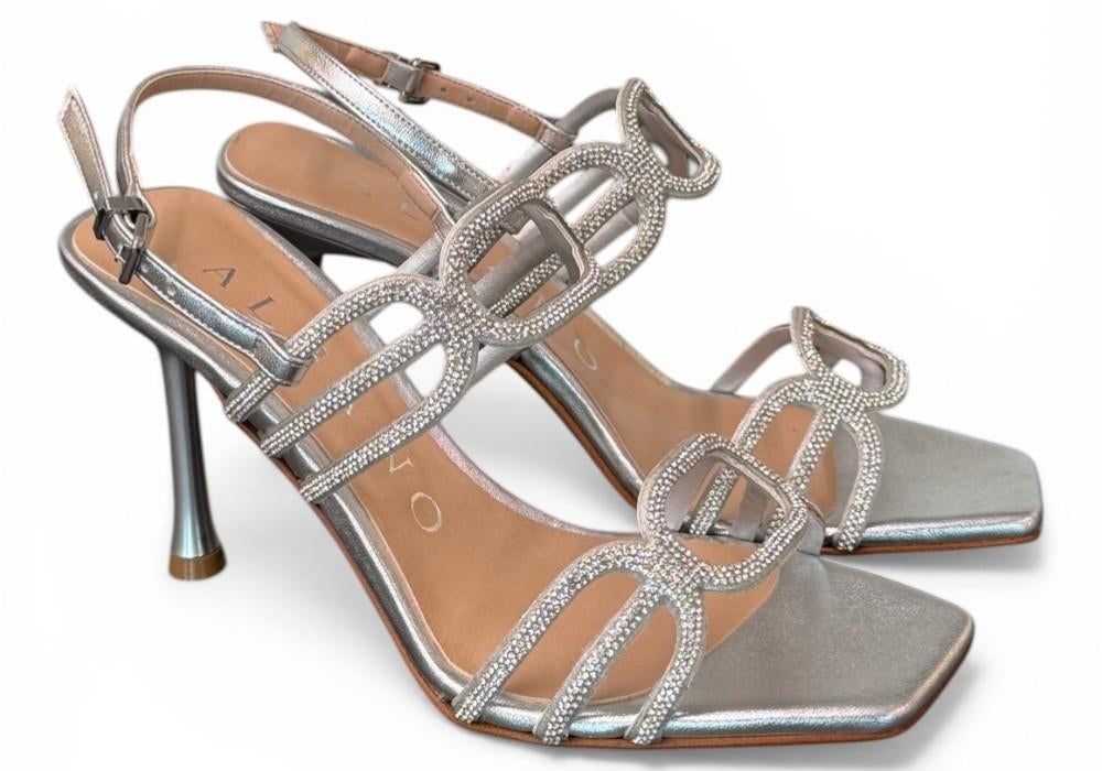 Sandalo strass laminato argento T90 Albano<BR/> 