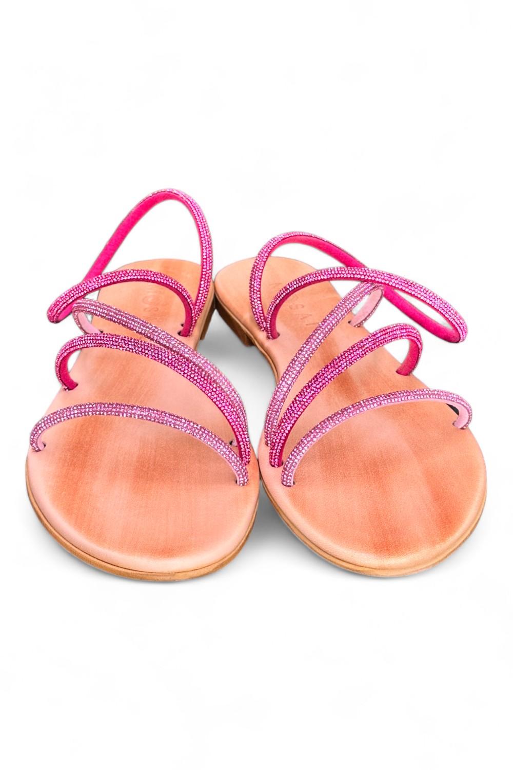 Sandalo mignon strass fuxia e rosa Mosaic 